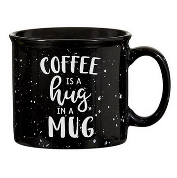Black Campfire Mug - Coffee is a Hug in a Mug
