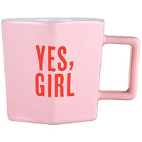 Yes, Girl Hexagon Mug & Saucer Set in Pink