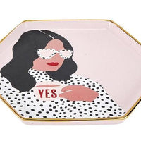 Yes, Girl Hexagon Mug & Saucer Set in Pink