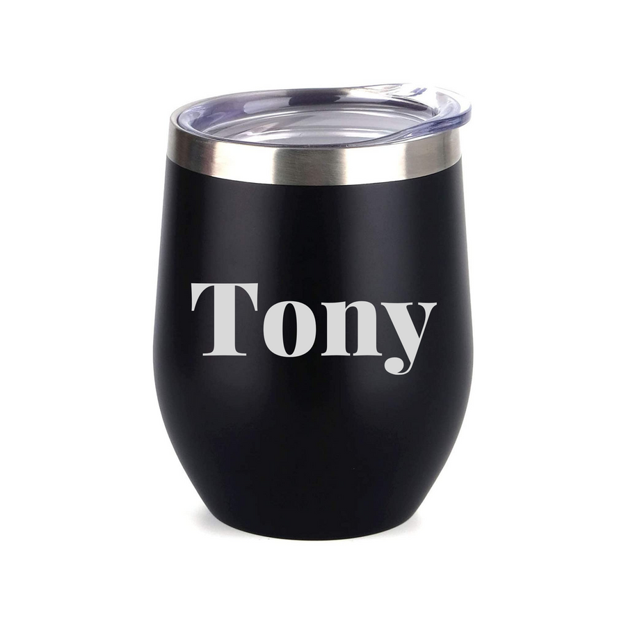 Personalized Stemless Wine Tumbler (Black)