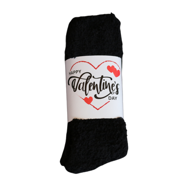 Men's Black Fuzzy Socks - Valentine's Day